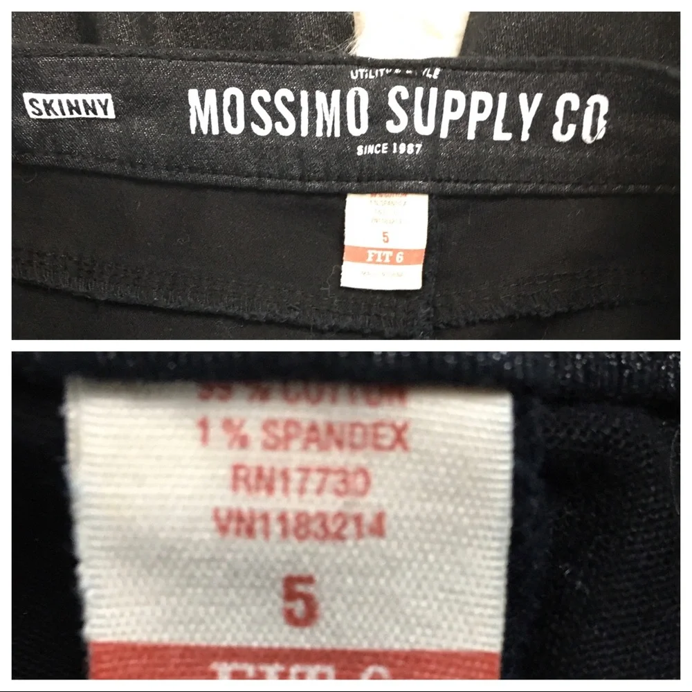 MOSSIMO BLACK SHIMMER SKINNY JEANS JUNIOR SZ 5